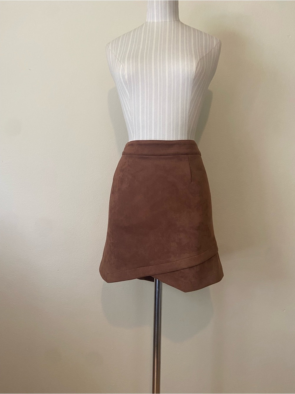 BB Dakota Brown Faux Suede Asymmetrical Mini Skirt